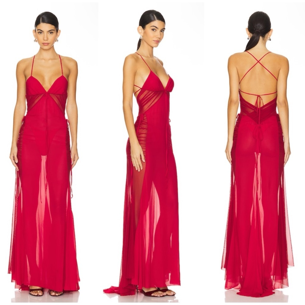 Aniye Records Rox Long Dress in Dark Ruby Size S